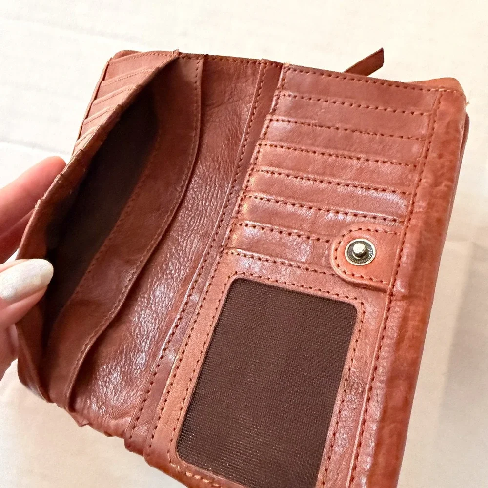 Valenca‎ Holland Distressed Brown Woven Leather Clutch Wallet Zipper Pocket - Picture 7 of 10